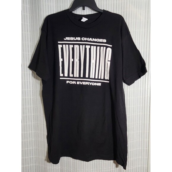 Tultex Tshirt For Men XL Black "Jesus Changes Everything For Everyone"   B7 - Picture 1 of 9